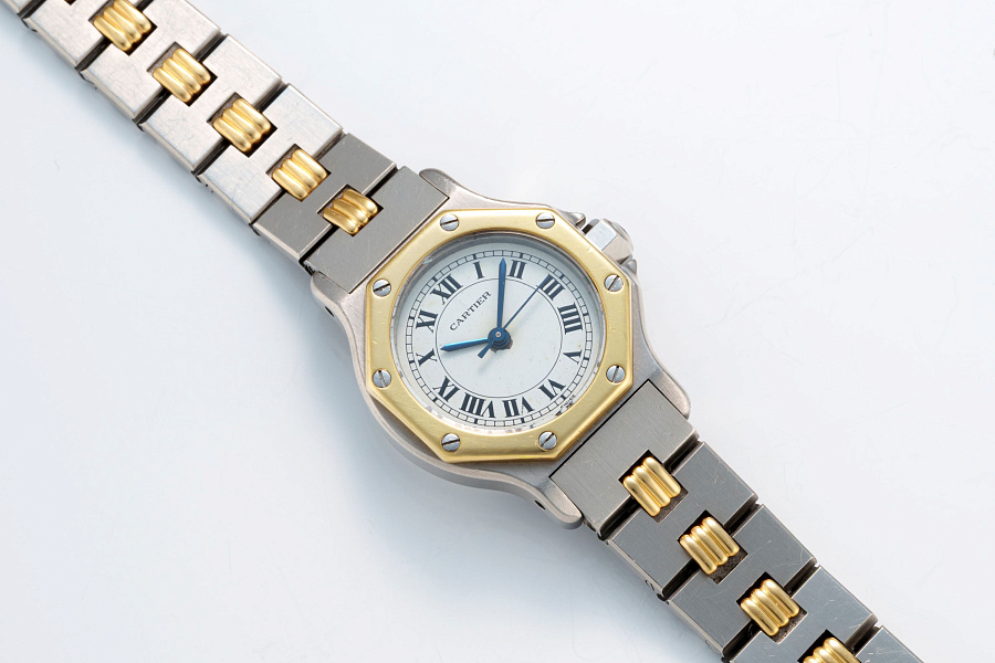 Santos Octagon Ref. 0907 in Stainless Steel and 18k Yellow Gold