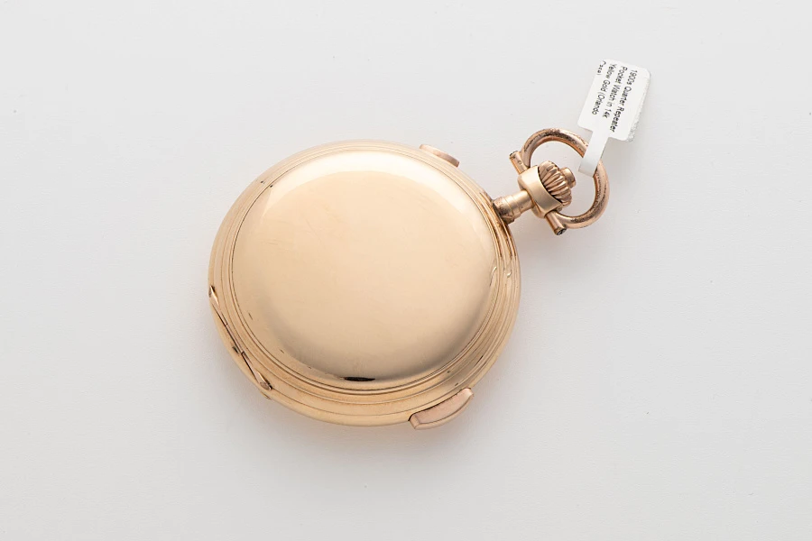 1900s Quarter Repeater Chronograph Pocket Watch in 14k Yellow Gold (Orlando Case)