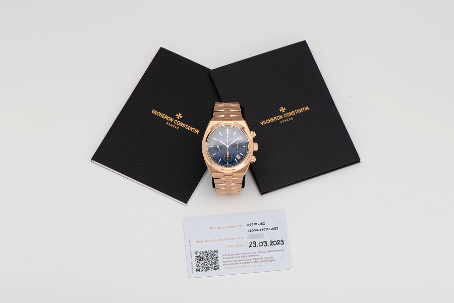 Blue Dial Overseas Chronograph Ref. 5500V in 18k Rose Gold