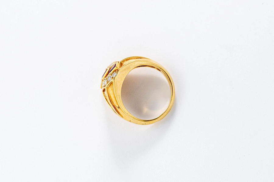 Jewelry Set with Watch, Earrings, and Necklace in 18k Yellow Gold with Diamonds and Rubies