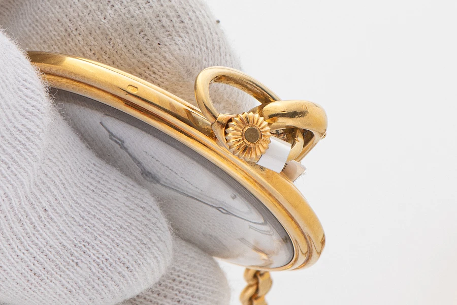 Enamel Dial Pocket Watch in 18k Yellow Gold