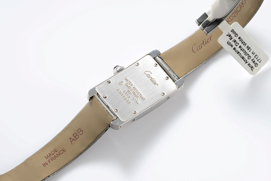 Tank Américaine with Grey Guilloche Dial Ref. 1713 in 18k White Gold