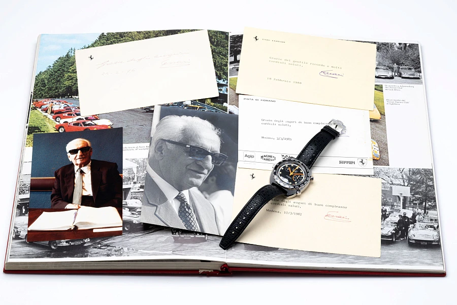 Exceedingly Rare Autavia Exotic Ref. 1163 in Stainless Steel with Ferrari Collector's Set