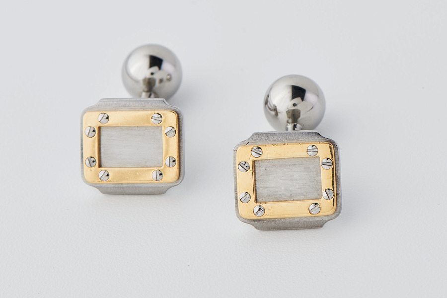 Santos Cufflinks in Steel and 18k Yellow Gold