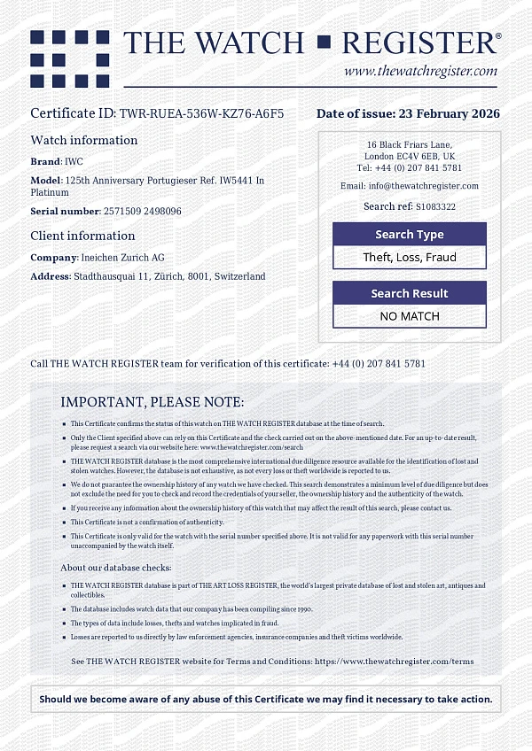 125th Anniversary Portugieser Ref. IW5441 in Platinum