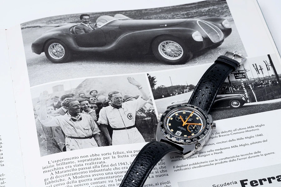 Exceedingly Rare Autavia Exotic Ref. 1163 in Stainless Steel with Ferrari Collector's Set